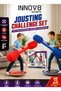 Jousting Challenge Set for Kids Ages 5+, 2 Inflatable Jousting Lances with Dual Handles and 2 Wooden Balance Boards for Two-Player Active Play, Balance and Coordination Family Match Game