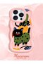 iPhone 15 Pro Max Compatible Case Camera Protector Pink Silicone Couple Phone Case Cat Pattern - 2