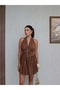 Women's Halter Neck Mini Dress Backless Waist Cinched Summer Chic Casual Dress - 3