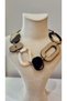 Women's Geometric Circle Detailed Ethnic Necklace - Bohemian Necklace with Wooden and Marble Patterned Cord