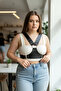 Plus Size Black Women's Belt with Staple Detail Body Girdle - 3
