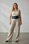 Plus Size Black Women's Belted Wide-Cut Bodice Dress Top - 2