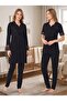 New Season Black Elegant Lace Detailed Buttoned Design Short Sleeve Maternity Maternity Dressing Gown Pajama Set Set - 5