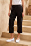 Women's Cotton Combed Cotton Pocket Capri Pants K225 Black