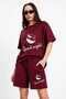 Women's Good Night Printed Shorts and Oversize Short Sleeve T-Shirt Shorts Set