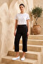 Women's Cotton Combed Cotton Pocket Capri Pants K225 Black - 6