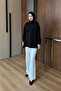 Women's Slit Detail Crew Neck Tunic Black - 5