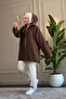 6406 - Comfortable Zippered Pocket Hooded Long Cap with Hood Detail - 6