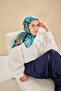 Twill Silk Scarf Art Pattern Turquoise 90X90 - 3
