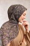 Cotton Polyester Soft Scarf Army Green Flora Patterned Non-Slip Textured 90X90 - 4
