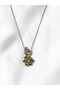 Green Flower Figured Colorful Stone Women's Necklace Zircon Stone Thin Chain Necklace