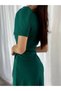 Women's Double Breasted Collar Midi Length Belted Crepe Dress 120 Cm - 6
