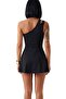Women's One-Shoulder Double Strap Swimsuit Dress with Shorts, Cup Padded, Flexible Lycra, Quick Dry - 3