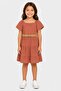 Kids Girl Textured Short Sleeve Dress, Rust Brown