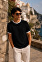 Miyazaki Regular Fit 100% Cotton Waffle Box Crew Neck Men's T-Shirt - Black - 6