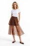 Brown Tulle Detailed Midi Skirt - 3
