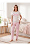 Women's Barbie Printed Pink and White Striped Pajama Set - 4