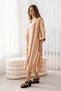Women's Linen Cotton Striped Long Kimono - Belted Below Knee Summer Beach Dress, Oversize - 6