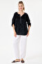 Black Italian Floral Embroidered Lace Back Sequined Lined Oversize Blouse Size 40 - 44 - 6