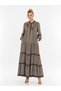 50% Viscose % Modal Floral Detailed Striped Lined Dress - 3