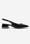 Women's Open-Back Heeled Shoes Black Wrinkled - 2