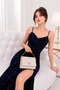 Women's Cream Chain Strap Shoulder and Crossbody Bag Two-Compartment Flap Faux Leather Daily Stylish Bag Cream & Black Bag