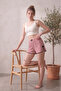 Cotton Camisole Shorts with Slits, Stripes, Bow Detail, and Ribbed Trim - 3
