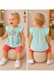 100% Cotton Linen Fabric Daisy Patterned Baby Girl Tunic & Half-Leggings - Top and Bottom Two-Piece Set - 5