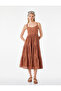 Cotton Scalloped Embroidered Embellished Detailed Thin Strap Long Dress - 2