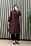 Saadet Tunic Ayrobin Fabric Women's Bitter Brown Collar Openable Buttoned Elastic Sleeves Comfortable Cut Tunic