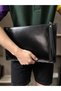 Noctra Black Leather Clutch – Unisex Handbag with Card Holder, Phone Compartment, and Zippered Inner Pocket - 6