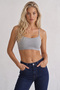 3-Piece Gray Cotton Lycra Sports Bustier-Tank Top with Straps - 2
