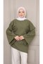 Khaki 100% Linen Asymmetrical Cut Tunic with Tie at the Back |   Wide Sleeve Natural Cotton Oversize Casual Hijab Tunic |   Comfortable and Stylish Women's Tops - 5