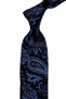 Black - Navy Blue Shawl Pattern Italian Silk Tie Ik2531 - 2