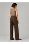 Women's High Waist Lycra Crepe Fabric Classic Wide Leg Office Trousers - 2