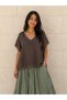 Women's Original Italian V-Neck Linen Fabric Short Sleeve Blouse