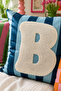 Punch Embroidered Throw Pillow Cover - 43*43 cm - Blue Letter B - Pnk001 - 2