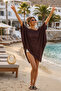 Women's Cotton Lightweight Transparent Asymmetrical Cut Long Poncho Cape - 4