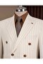 Slim Fit Men's Double-Breasted Bag Pocket Jacket Pants Suit Ecru T20109-05 - 2