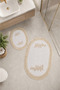 Mink 2-Piece Lace Non-Slip Leather Based Oval Bath Mat with Tassels Washable Bath Set Regio - 6