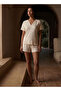 Intimates Pyjama Set V-neck T-shirt & Shorts Pointelle