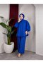 Women's Strawberry Fabric Stand Collar Buttoned Ruffle Detailed Hijab Tunic Pants Double Set - 2