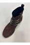 Genuine Leather Suede Elastic Band Zippered Boots Women's Shoes - 5