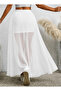 Tulle Long Flared Skirt with Mini Skirt Detail Inside - 4