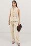 Yellow Linen Blend Double-Breasted Women's Vest - 2