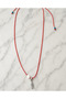 Seashell Detailed Silver Color Fish Figured Red Rope Adjustable Necklace Does Not Tarnish - 2