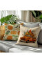 Orange Pumpkin and Truck Fall Patterned Runner and Set of 4 Throw Pillow Covers - 4