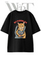 No Purrblem Design Printed Unisex Black Oversize T-Shirt