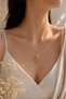 Steel Necklace with White Stone Dragon Figure (Gold Color) - 2