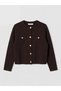 Lcwaikiki Classic Brown Crew Neck Women's Knitwear Cardigan - 5